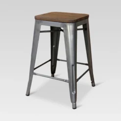 Set Of 2 Hampden Industrial 24" Counter Height Barstool Natural Metal - Threshold™ -Furniture Supplies Store GUEST 00762724 3cb6 472a 9e01 ccd915223f51