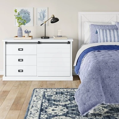 Southwick Farmhouse 3 Drawer/Shelf Dresser With Sliding Barn Door White - Threshold⢠5 Southwick Farmhouse 3 Drawer/Shelf Dresser With Sliding Barn Door White - Threshold⢠-Furniture Supplies Store GUEST 0722d015 cfc4 45a4 a0ea f215beb0e8cb
