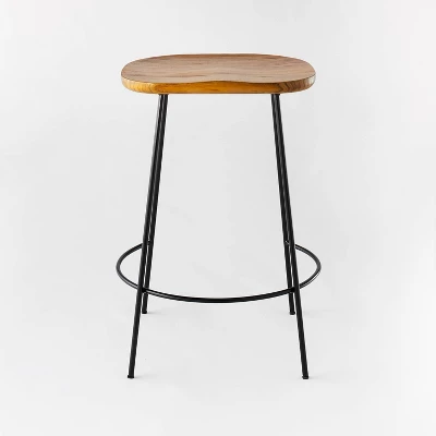 Metal Base Counter Height Barstools With Wood Seat Brown - Threshold™ Designed With Studio McGee 4 Metal Base Counter Height Barstools With Wood Seat Brown - Threshold™ Designed With Studio McGee - Image 2