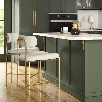 Orion Luxe Backed Counter Height Barstool With Brass Legs Gray Velvet - Threshold™ 3 Orion Luxe Backed Counter Height Barstool With Brass Legs Gray Velvet - Threshold™