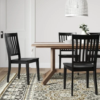 2pk Holden Slat Back Dining Chair Black - Threshold™ 3 2pk Holden Slat Back Dining Chair Black - Threshold™