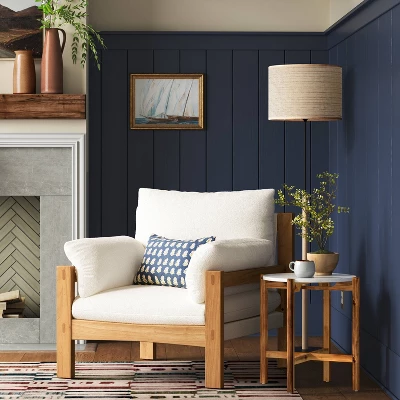 Canyon Slouchy Arm Rustic Wood Accent Chair Cream - Threshold™ 3 Canyon Slouchy Arm Rustic Wood Accent Chair Cream - Threshold™