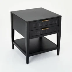 East Bluff 2 Drawers Woven Accent Table Black - Threshold™ Designed With Studio McGee -Furniture Supplies Store GUEST 575de8be 7e88 4543 b84c fdce79d39cf3
