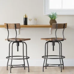 Woodsboro Adjustable Barstool Brown - Thresholdâ˘