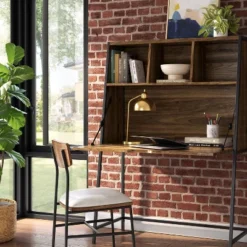 Furniture Supplies Store 16 Loring Wood Secretary Desk With Hutch And Charging Station Walnut - Thresholdâ˘