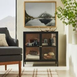 30" Crystal Cove Glass Cabinet Black - Threshold⢠Designed With Studio McGee