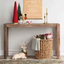 Bayshore Herringbone Console Table Brown - Thresholdâ˘