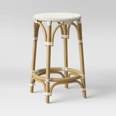 Perry Rattan Backless Woven Counter Height Barstool Cream - Threshold™ 4 Perry Rattan Backless Woven Counter Height Barstool Cream - Threshold™ - Image 2