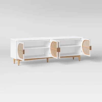Organic Caned TV Stand For TVs Up To 65" White - Threshold™ 4 Organic Caned TV Stand For TVs Up To 65" White - Threshold™ - Image 2