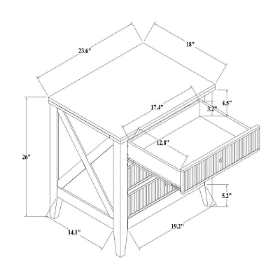 Wrentham Beadboard Farmhouse 3 Drawer Nightstand White - Threshold™ 6 Wrentham Beadboard Farmhouse 3 Drawer Nightstand White - Threshold™ - Image 4