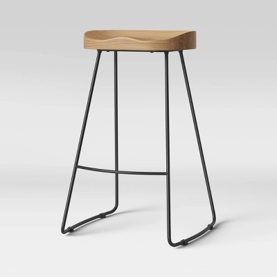 Hull Low Back Barstool Wood/Metal - Threshold 4 Hull Low Back Barstool Wood/Metal - Threshold - Image 2