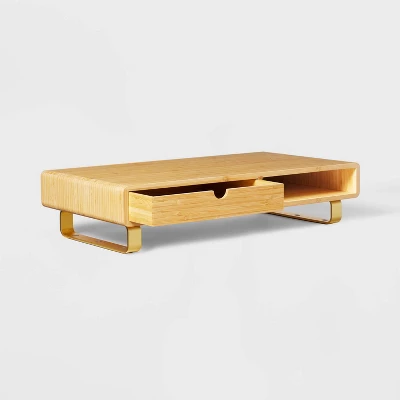 Monitor Riser With USB And Wireless Charging Brown - Threshold™ 5 Monitor Riser With USB And Wireless Charging Brown - Threshold™ - Image 3