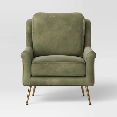 Carmine Luxe Arm Accent Chair With Brass Legs - Threshold™ 4 Carmine Luxe Arm Accent Chair With Brass Legs - Threshold™ - Image 2