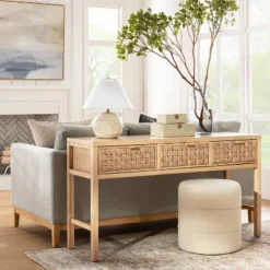 Palmdale Woven Drawer Console Natural - Threshold⢠Designed With Studio McGee