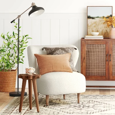 Maxton Modern Faux Sherling Wingback Chair White - Threshold™ 3 Maxton Modern Faux Sherling Wingback Chair White - Threshold™