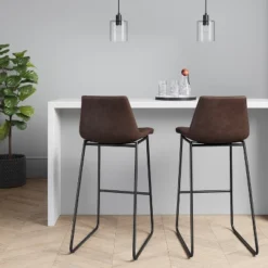 Bowden Faux Leather Barstool - Thresholdâ˘