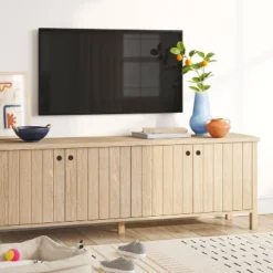 Livingstone Planked TV Stand For TVs Up To 69" Natural - Thresholdâ˘