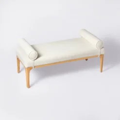 Randolph Bench With Bolster Pillows Linen - Threshold™ Designed With Studio McGee -Furniture Supplies Store GUEST df9c0bbe 939e 489c adae 0e3b5fe3d6f7
