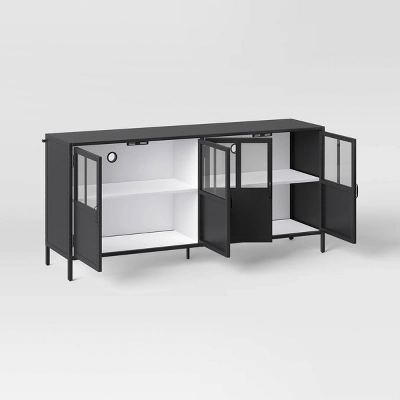 Half Glass TV Stand For TVs Up To 60" Black - Threshold™ 4 Half Glass TV Stand For TVs Up To 60" Black - Threshold™ - Image 2